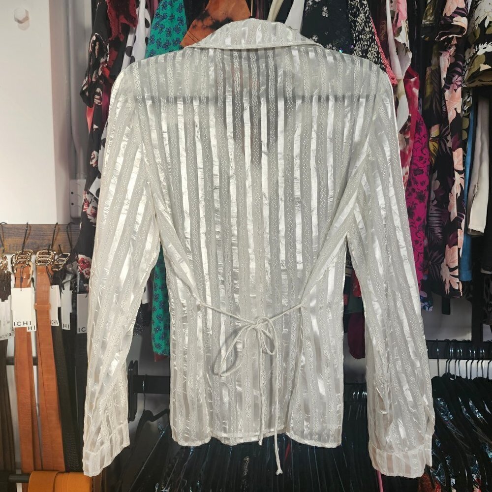 MARIE CLAIRE WHITE SATIN SPARKLE BLOUSE - Picture 2 of 4
